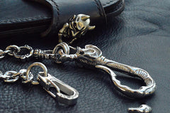 Badass Silver Skull Mens Biker Wallet Chain STAINLESS STEEL Wallet Chain Pants Chain For Men - imessengerbags