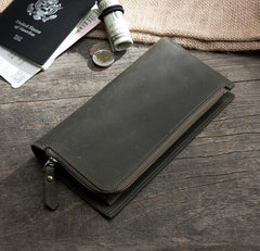 Handmade Leather Mens Clutch Wallet Cool Leather Wallet Long Phone Wallets for Men - imessengerbags