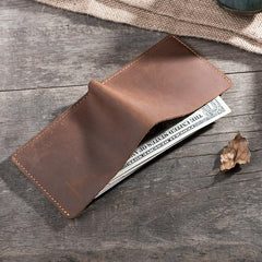 Handmade Leather Mens Cool Slim Leather Wallet Men Small Wallets Bifold for Men - imessengerbags