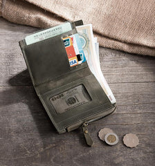 Handmade Leather Mens Cool Slim Leather Wallet Men Small Wallets Bifold for Men - imessengerbags