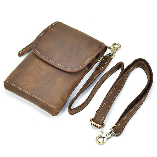 Leather Belt Pouch Mens Small Cases Waist Bag Hip Pack Belt Bag Fanny Pack Bumbag for Men - imessengerbags
