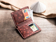 Handmade Leather Mens Cool Slim Leather Wallet Men Small Wallets Bifold for Men - imessengerbags