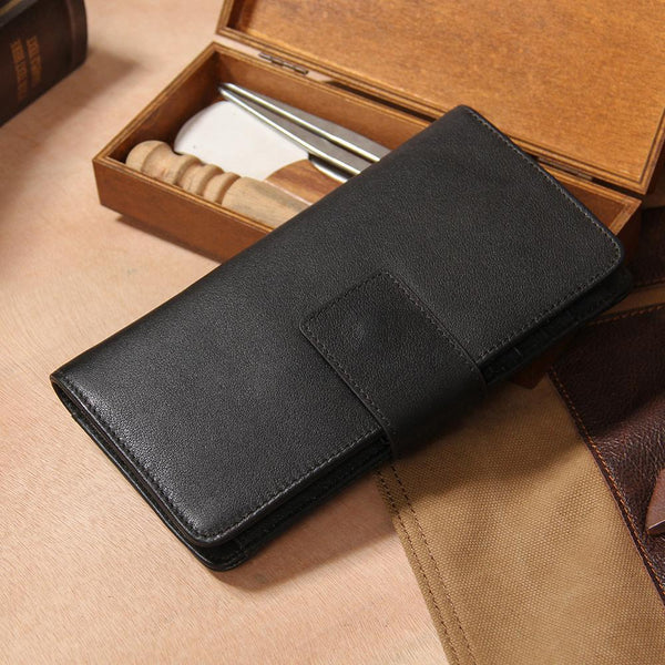 Cool Men long Leather Wallet Black Multi Cards Wallet for Men - imessengerbags