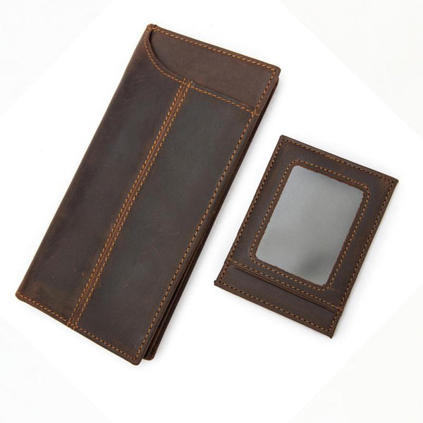 Vintage Mens Leather Long Wallet Cool Bifold Long Wallet Clutch For Men - imessengerbags