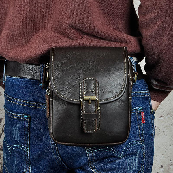 Cool Mens Leather Side Bag Belt Pouch Holster Belt Case Waist Pouch for Men - imessengerbags