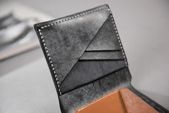 Handmade Leather Mens Cool Slim Leather Wallet Men Small Wallets Trifold for Men - imessengerbags