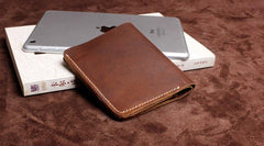 Handmade Leather Mens Cool Slim Leather Wallet Men Small Wallets Bifold for Men - imessengerbags