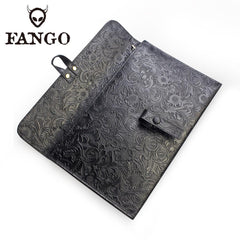 Handmade Leather Floral Tooled Mens Clutch Cool Slim Wallet Zipper Clutch Wristlet Wallet for Men