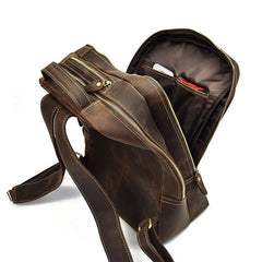 Genuine Leather Mens Cool Backpack Sling Bag Large Black Travel Bag Hiking Bag for men - imessengerbags