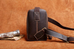 Handmade Leather Mens Cool Chest Bag Sling Bag Crossbody Bag Travel Bag Hiking Bag for men