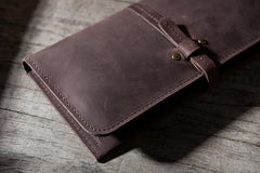 Handmade Leather Mens Clutch Wallet Cool Leather Wallet Long Phone Wallets for Men - imessengerbags