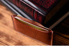 Handmade Mens Cool billfold Leather Wallet Men Small Card Slim Wallets Bifold for Men - imessengerbags