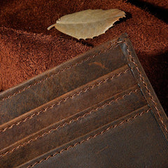 Handmade Leather Mens Cool Slim Leather Wallet Card Wallet Holders Men Small Wallets Bifold for Men - imessengerbags