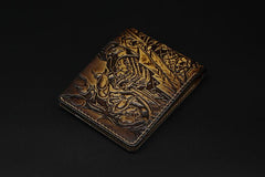 Handmade Leather Tooled Predator Mens billfold Wallet Cool Leather Wallet Slim Wallet for Men - imessengerbags