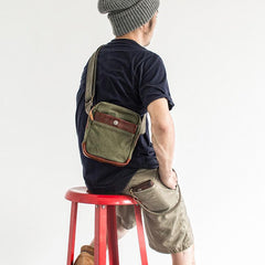Canvas Leather Mens Cool Messenger Bag Sling Bag Chest Bag Bike Bag Cycling Bag for men - imessengerbags