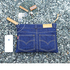 Cool Blue Jean Mens Clutch Bag Wristlet Bag Wallet Zipper Clutch Wallet For Men