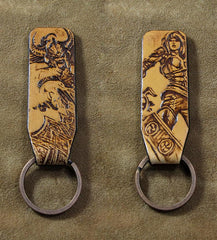 Handmade Leather Tooled League of Legends LOL KeyChain Key Ring Mens Cool Car Key Wallet Wallet Car for Men - imessengerbags