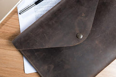 Handmade Leather Mens Clutch Cool Slim Wallet Envelope Clutch Wristlet Wallet for Men - imessengerbags