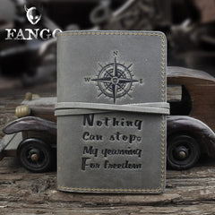 Handmade Leather Mens Cool Short Wallet Passport Card Holder Small Card Slim Wallets for Men - imessengerbags