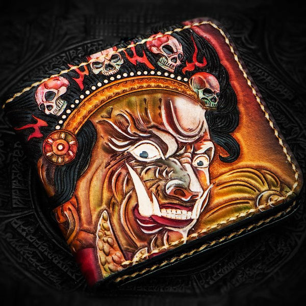 Handmade Leather Mah¨¡k¨¡la Tooled Mens billfold Wallet Cool Leather Wallet Slim Wallet for Men - imessengerbags