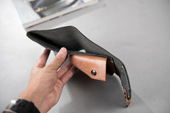 Handmade Leather Mens Cool Slim Leather Wallet Men Small Wallets Trifold for Men - imessengerbags