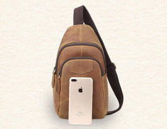 Genuine Leather Mens Cool Chest Bag Sling Bag Crossbody Bag Travel Bag Hiking Bag for men - imessengerbags