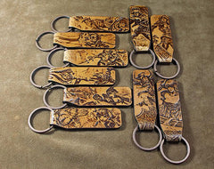 Handmade Leather Tooled League of Legends LOL KeyChain Key Ring Mens Cool Car Key Wallet Wallet Car for Men - imessengerbags