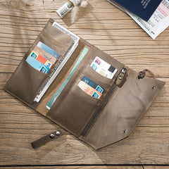 Handmade Leather Mens Cool Long  Chain Wallet Phone Biker Trucker Wristlet Wallet - imessengerbags