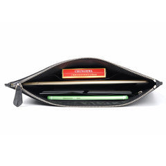 Handmade Leather Mens Clutch Parrots Cool Slim Wallet Zipper Clutch Wristlet Wallet for Men