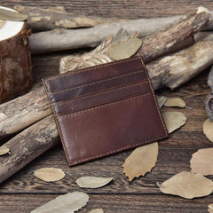 Handmade Leather Mens Cool Slim Leather Wallet Card Wallet Holders Men Small Wallets Bifold for Men - imessengerbags