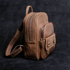 Genuine Leather Mens Cool Backpack Sling Bag Large Black Travel Bag Hiking Bag for men