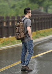 Oil Wax Canvas Mens Cool Backpack Sling Bag Large Sport Bag Travel Bag Hiking Bag for men