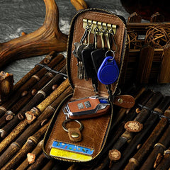 Handmade Leather Mens Cool Key Wallet Car Key Holder Case Card Wallet for Men - imessengerbags