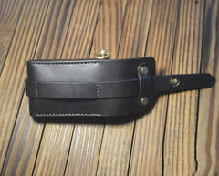 Leather Black Mens Cigarette Case Cigarette Holder Belt Pouch with Belt Loop for Men