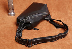 Genuine Leather Mens Cool Chest Bag Sling Bag Crossbody Bag Travel Bag Hiking Bag for men