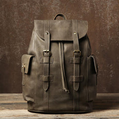 Handmade Genuine Leather Brown Mens Cool Backpack Large Travel Bag Hiking Bag for Men