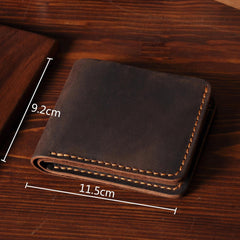 Handmade Leather Mens Cool Slim Leather Wallet Men Small Wallets Bifold for Men - imessengerbags
