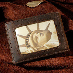 Handmade Leather Mens Cool Slim Leather Wallet Card Wallet Holders Men Small Wallets Bifold for Men - imessengerbags