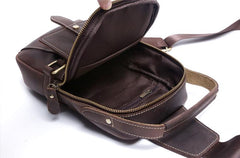 Genuine Leather Mens Cool Chest Bag Sling Bag Crossbody Bag Travel Bag Hiking Bag for men