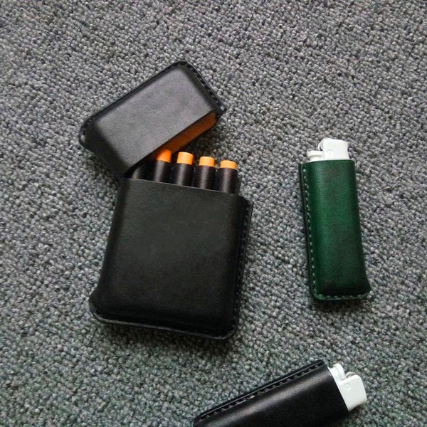 Cool Leather Mens 5pcs Cigarette Holder Case Vintage Custom Cigarette Case for Men