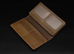 Handmade Leather Tooled Xiuhpohualli Calendar Mens Long Wallet Cool Leather Wallet Clutch Wallet for Men - imessengerbags