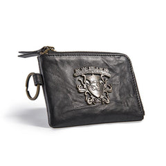 Handmade Leather Mens Chain Biker Wallet Cool Leather Wallet Zipper billfold Wallets - imessengerbags