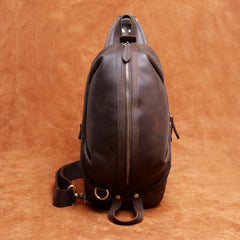 Handmade Leather Mens Cool Chest Bag Sling Bag Crossbody Bag Travel Bag Hiking Bag for men