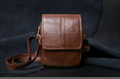 Genuine Leather Mens Cool Messenger Bag Square Bag Chest Bag Bike Bag Cycling Bag for men - imessengerbags
