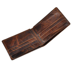 Handmade Leather Mens Cool Slim Leather Wallet Card Wallet Holders Men Small Wallets Bifold for Men - imessengerbags