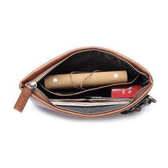 Genuine Leather Mens Urban Cohort Clutch Cool Slim Wallet Zipper Clutch Wristlet Wallet for Men