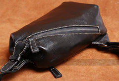 Genuine Leather Mens Cool Chest Bag Sling Bag Crossbody Bag Travel Bag Hiking Bag for men