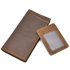 Handmade Leather Mens Cool Long Leather Wallet Passport Wallet Travel Wallet for Men - imessengerbags