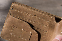Handmade Leather Mens Cool Slim Leather Wallet Men Small Wallets Bifold for Men - imessengerbags