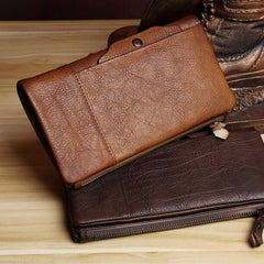 Handmade Leather Mens Cool Long Leather Wallet Card Wallet Clutch Wristlet Wallet for Men - imessengerbags